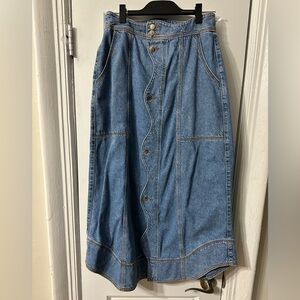 Farm Rio Denim Button-Front Skirt